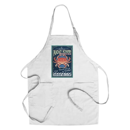 Seattle, Washington - Dungeness Crab Vintage Sign - Lantern Press Artwork (Cotton/Polyester Chef's