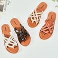 thumbnail image 6 of Ataiwee Women's Flat Slide Sandals - Casual Comfort Braided Multiple Cross Pinstripe Flat Summer Sandals., 6 of 7