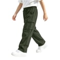 thumbnail image 6 of Spazoro Boys Corduroy Cargo Pants with Multi‑Pockets, Elastic Waist Loose Fit Straight Leg Solid Color Drawstring Casual Trousers for Daily Street Army Green Size 7-8, 6 of 7
