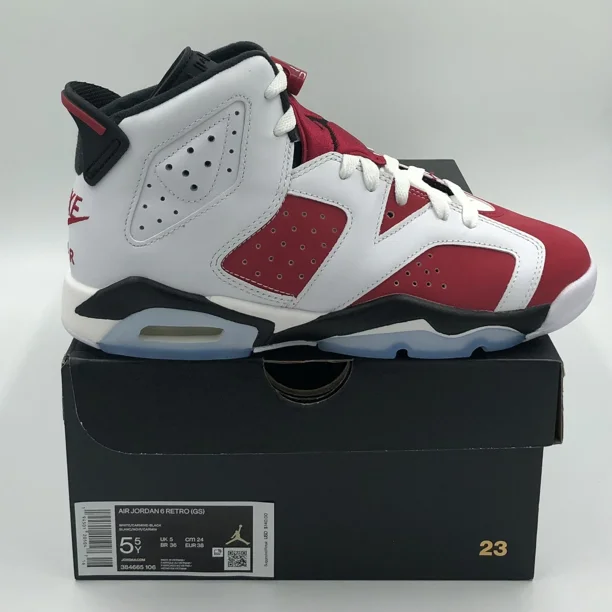 GS A i r-Jor-dan 6 Retro Carmine 2020 GS size 5.5 Womens 7 384665 106