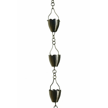 Weathered Patina Chain - Patina Products Brushed Stainless Flower Cup Rain Chain