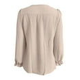 thumbnail image 4 of UJNDER Women's Dressy Casual Long Sleeve Shirts V Neck Chiffon Blouses for Fall Outfits and Everyday Wear Beige Beige, 4 of 5