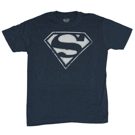 Mens Classic Single - Superman (DC Comics) Mens T-Shirt - Classic Distressed Single Color White Logo