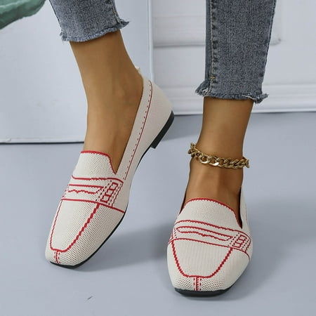 

YTJX Women s Fashion Shallow Mouth Sngle Shoes Solid Color Round Toe Flat Fly Woven Casual Shoes