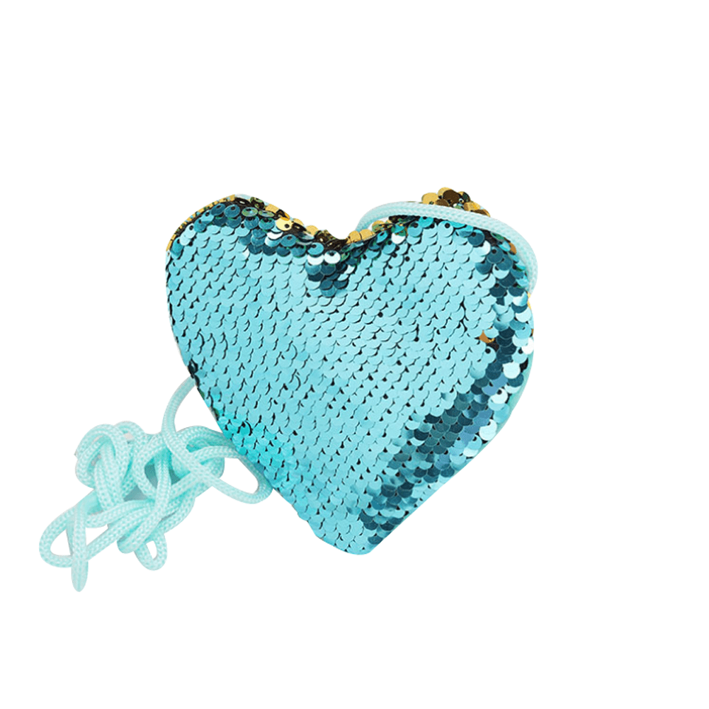Lesimsam Girls Heart-shaped Coin Purse, Sequin Small Crossbody Bag, Kids  Shoulder Storage Bag with Zip 