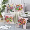 thumbnail image 3 of Floral Farmhouse Pillow Covers 20x20 Inch Set of 4 Vintage Tulip Daisy Peonies Flowers Decorative Spring Pillow Covers Outdoor Flower Pillow Cases Modern Linen Cushion Cover for Sofa, 3 of 6