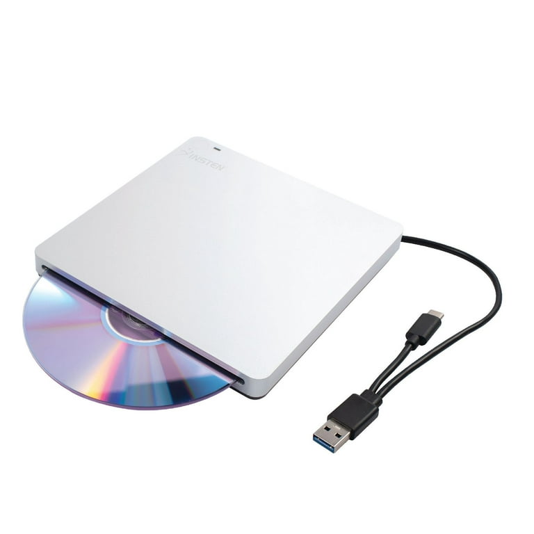 External DVD CD Drive for Laptop, USB 3.0 Type C Slim Portable Player CD Rom Burner Optical Disk Reader Rewriter for Windows 10 Chromebook MacBook PC Computer -