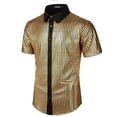 thumbnail image 2 of Camisa de vestir para hombre, camisa con botones de lentejuelas, disfraz de cosplay para fiesta de discoteca, 2 of 6