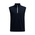thumbnail image 3 of Mifsaly Mens Sleeveless Shirts Quarter Zip Tank tops Muscle Fit Ribbed Knit Workout Athletic Vests Gym Training Bodybuilding Performance Activewear Navy,M, 3 of 4