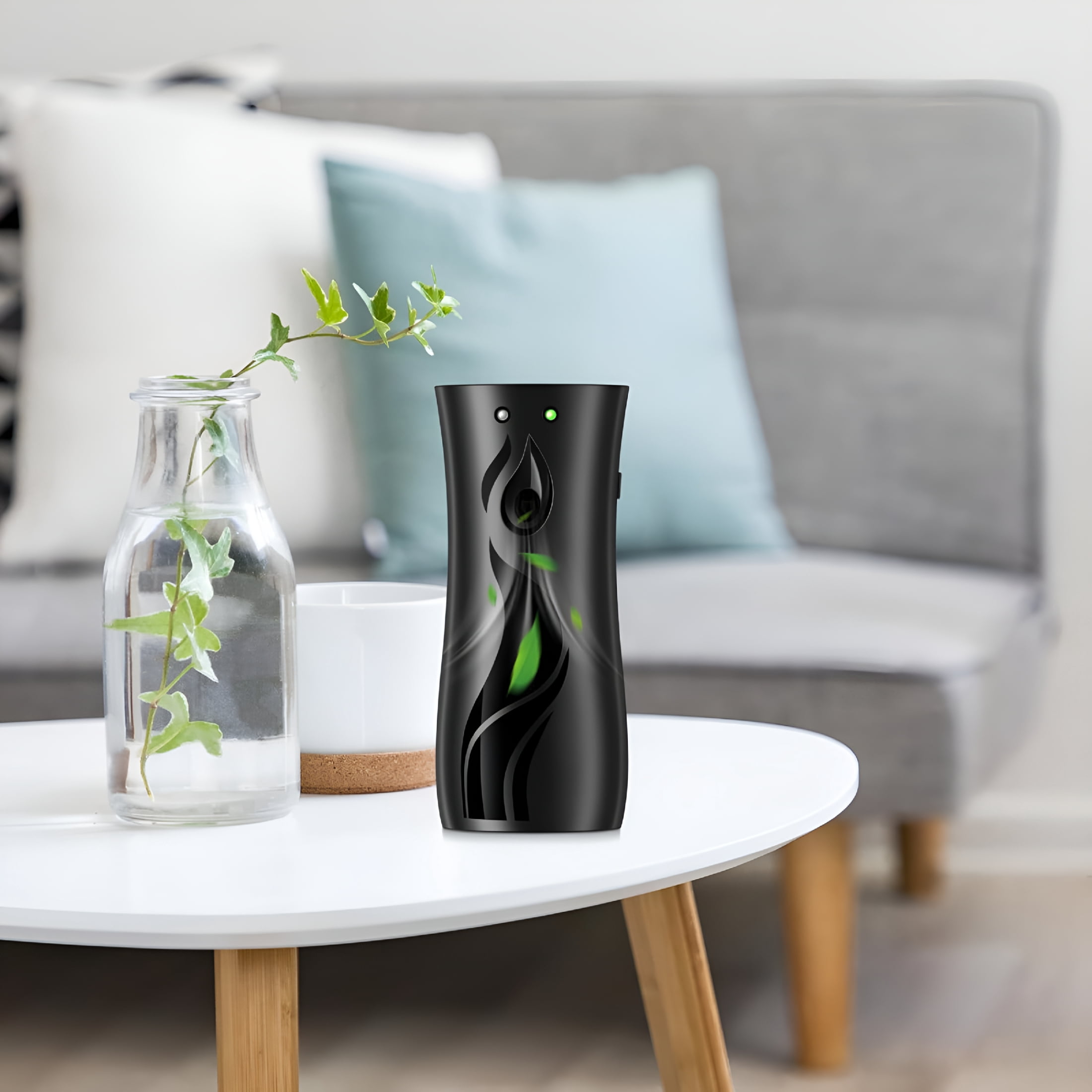 RAGUPEL 2 Pcs Automatic Air Spray Freshener Dispenser 6.2 Oz Abs Plastic Fragrance Standing Or Wall Mounted Battery Powered Spray Dispenser for Home Shopping Malls Hotels Offices Bedrooms (Black)