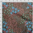 thumbnail image 3 of oneOone Velvet Brown Fabric Leaves & Floral Dress Material Fabric Print Fabric By The Yard 58 Inch Wide, 3 of 5