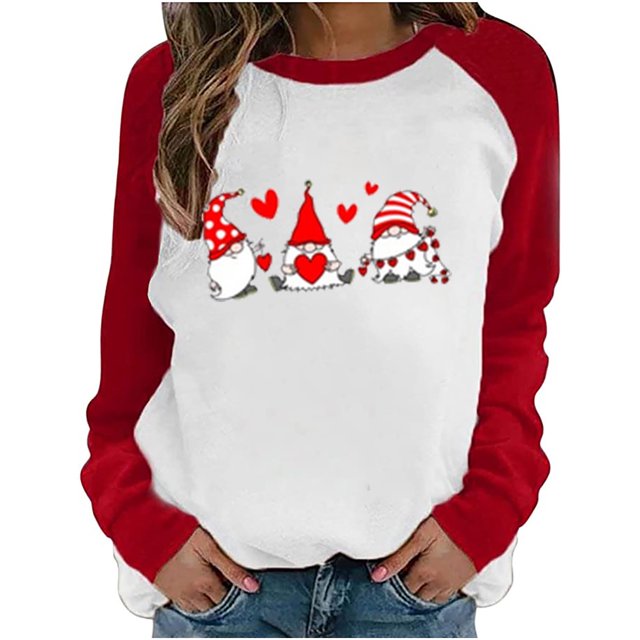 Camiseta de San Valentín para mujer, regalo para amantes, camiseta de manga larga, camiseta con costuras a juego de colores para mujer Fridja hkj643