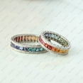 thumbnail image 3 of Rainbow Sapphire Ring, Multi Sapphire Band, 925 Starling Silver Eternity Band Ring, Anniversary Ring, Triple Layer Ring, Diamond Band, Handmade Jewelry, 3 of 5