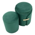 thumbnail image 7 of LumiSource Gold Metal, Green Velvet Dahlia Ottoman Set, 7 of 7
