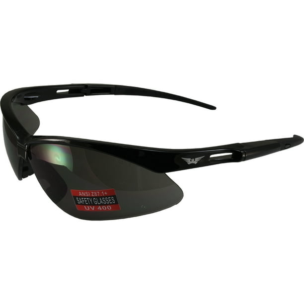 Global Vision Saturn ANSI Z87.1 Safety Glasses Black Frame Smoke Lens