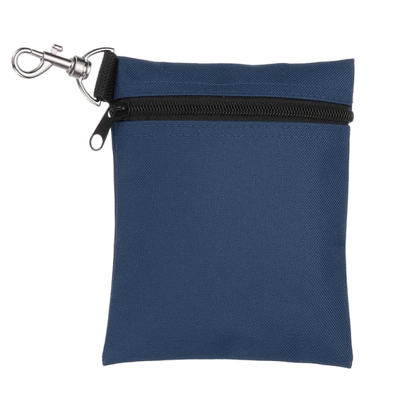 Uxcell Golf Tee Pouch 5.5" x 6.7" Professional Zipper Golf Tee Bag with Metal Lobster Claw Clip Navy Blue