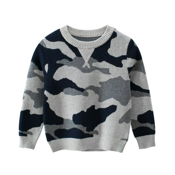 Toddler Boys Girls Sweater Long Sleeve Prints Warm Knitted Pullover Knitwear Tops Hooded Sweatshirt Kids Long Boy Christmas Boys Sweaters Huskies Linen Boy Overalls Sweater for Childr Multi-color 3-4Y
