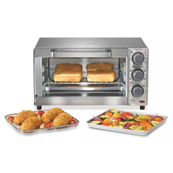 Horno Tostador Eléctrico Hamilton Beach Freidora de Aire Sure-Crisp, 8 Funciones, Capacidad de 4 Rebanadas de Acero Inoxidable 1120 W