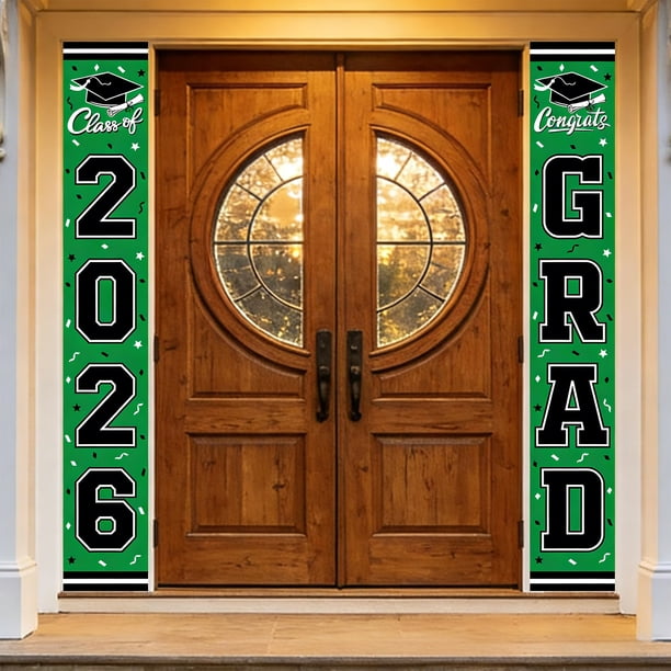 Pancarta de felicitación para la graduación de la promoción de 2026, letrero colgante para la puerta principal, decoración para la fiesta de graduación.