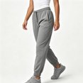 thumbnail image 2 of TEAJOPSUU Women's Drawstring Joggers Comfy Straight Leg Drawstring Elastic Cuffed Hem Jogging Pants with Pockets Casual Ankle Length Workout Trousers Gray, 2 of 9