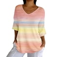 thumbnail image 2 of 3/4 Sleeve T Shirts For Women Ladies Casual Tops Ladies Graphic T Shirts Half Sleeve V Neck Tops For Women Women's Cotton Tees Lightweight Womens Summer Tops With Sleeves Cute Tshirts Shirts, 2 of 7