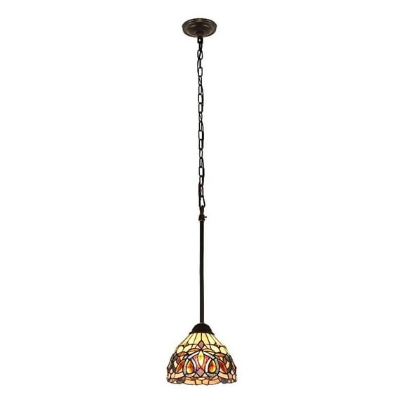 Chloe Lighting Serenity Victorian 1-Light Glass Mini Pendant in Multi-Color