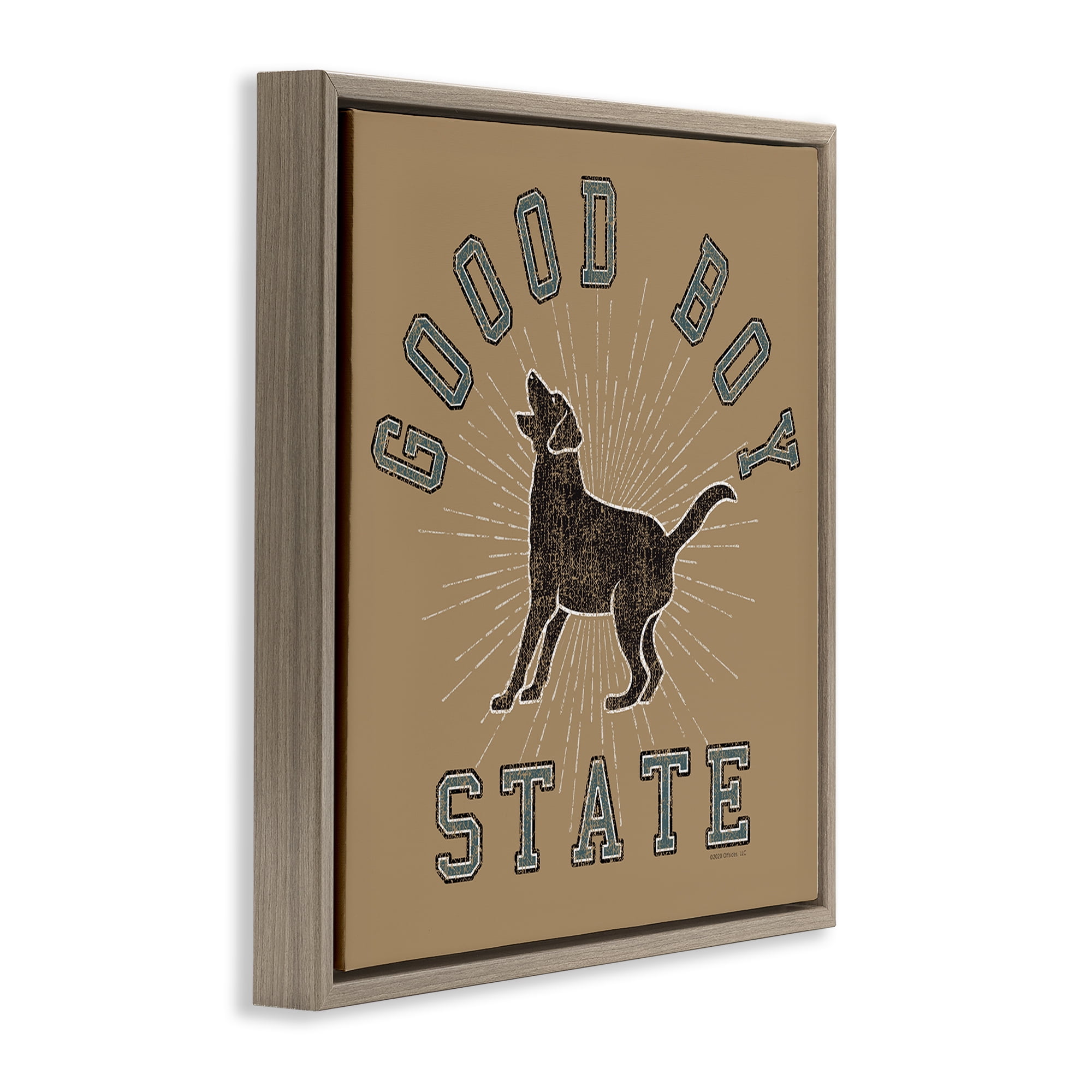 Stupell Industries Vintage Good Boy State Novelty & Humor Painting Brown Floater Framed Canvas Art Print Wall Art, 25 x 25
