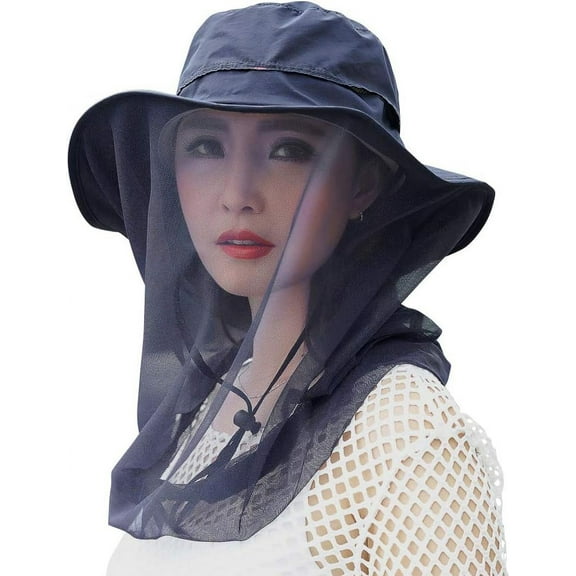 DizeyBoyo Mosquito Head Net Hat, Safari Sun Hat with Veil Mesh Protection from Insect Fishing Hat Boonie Sun Protection Cap Hat for Hiking Jungle Gardening