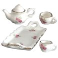 thumbnail image 1 of 1 Set of Play Tea Set for Toddler Miniature Teaware Prop Ceramic Small Tea Set Mini House Accessories, 1 of 8