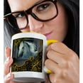 thumbnail image 2 of 3drose, White Stallion in a Beautiful Black Frame with Gold Accents, 11oz Two-tone Yellow Mug, 2 of 6