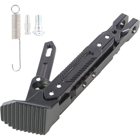 waltyotur Black Motorcycle Universal CNC Aluminum Alloy Adjustable Kickstand Foot Side Support Stand Tripod Holder