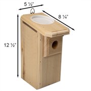 Bird Habitats Open-Top Bluebird House | Predator-Resistant Nest Box with Roof Entry & Wire Guard | 1 Pine, Ventilated, Easy-Clean | Includes Cover/Mealworm Dish | Handmade in USA, 12.5H
