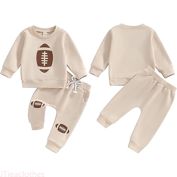 JTieaclothes Baby Boy Outfits Football Print Sweatshirt Top With Elastic Pant 2Pcs Toddler Fall Winter Clothes Set,Boys Outfit Sets Sizes 2-3 Years