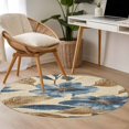 thumbnail image 4 of Round Rugs 3Ft, Navy Blue Brown Floral Round Area Rug Washable Indoor Throw Carpet, Tropical Palm Leaves Vintage Small Non Slip Circle Rug for Bedroom Living Room Home Decor Aesthetic, 4 of 8