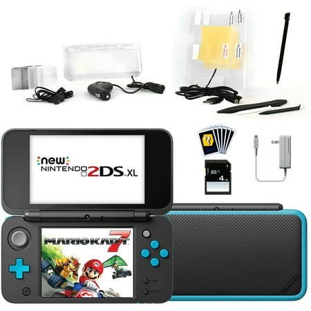 New Nintendo 2DSXL with Mario Kart 7 in Black with Accessories Kit
