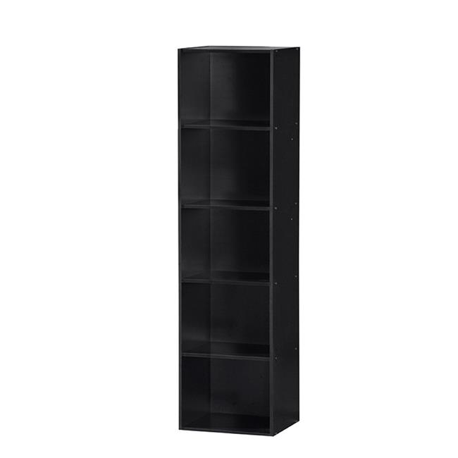 Five Shelf Bookcase Black