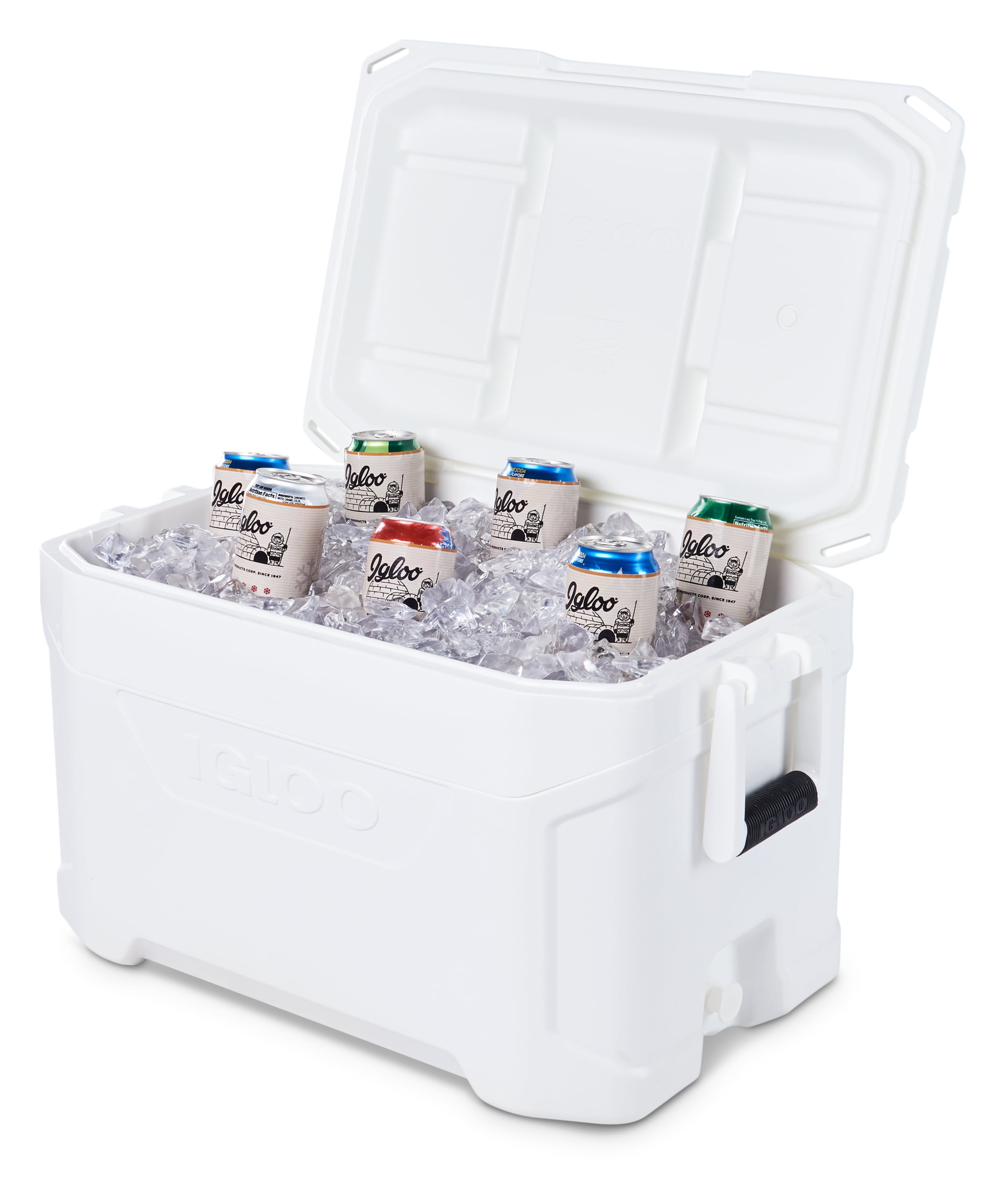 Igloo 50q Latitude Ice Chest Water Cooler with Mobile Device Stand, White