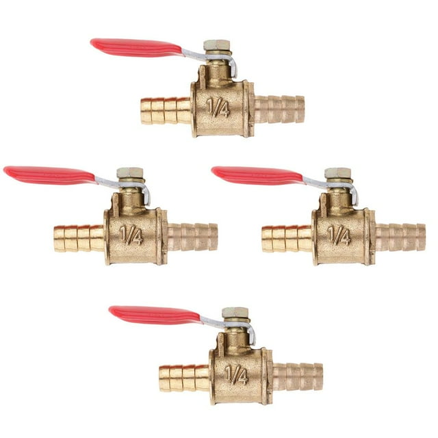 Abbracc 4-piece Brass Ball Valve Shut-off Valve Air-liquid Full Connection Red Handle