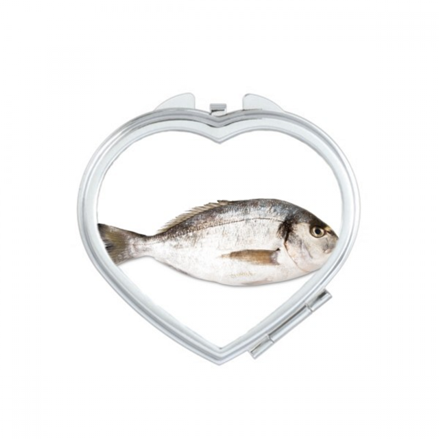 Ocean Fish Activity Food Red Heart Mirror Travel Magnification Portable Handheld Pocket Makeup