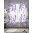 thumbnail image 2 of Purple Lavender Sheer Curtains for Living Room Bedroom, Pastoral Flowers Leaf Idyllic Plants Light Filtering Sheer Curtains, Rod Pocket Voile Window Drapes, 2 Panels Set 52"x 96", 2 of 7