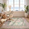 thumbnail image 3 of Design&I 8'x10' Ultra Soft Area Rug, Sage Oushak Pink Vine Scroll Border Bordered Vintage Trellis None Fluffy Washable Non Shedding for Bedroom Living Room Under Sectional, 3 of 7