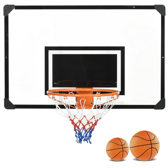 ALPULON 45" x 29" Wall Mounted Basketball Hoop with Shatter Proof Backboard, Durable Rim and All-Weather Net for Indoor and Outdoor Use, Black