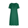 thumbnail image 2 of Women's Summer Dresses Solid-Color Short-Sleeve Lace-Panel Knee-Length Casual Weekend Daily Wear, 2 of 7