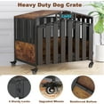 thumbnail image 6 of POAO 31"Heavy Duty Dog Crate Furniture with 360°Wheels,Dog Kennel Indoor for Small Dogs,Wooden Dog Cage with Feeding Window &Name Tag,Brown, 6 of 10