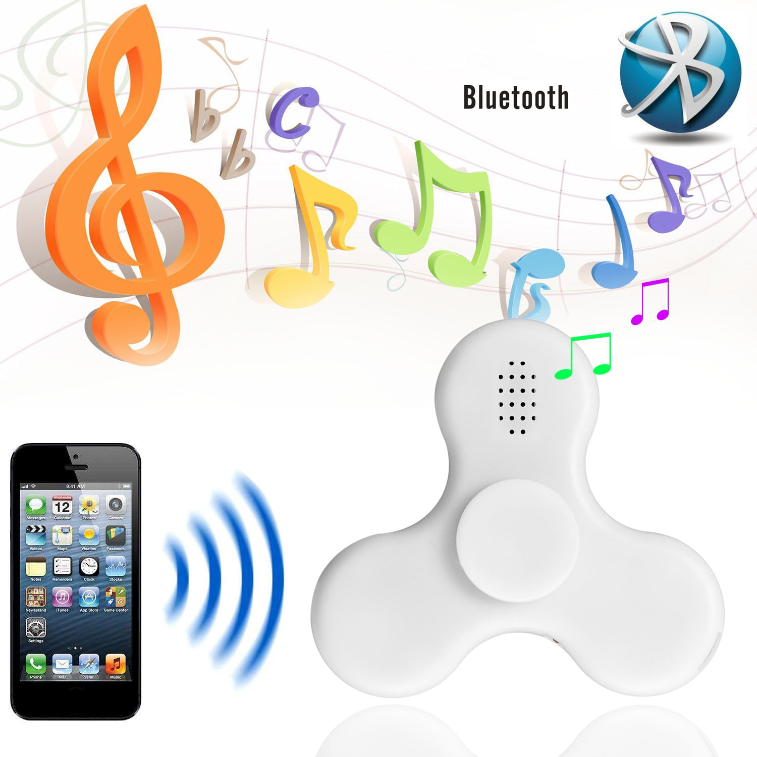 Bluetooth Music LED Light Fidget Hand Spinner Tri Finger Stress Relief 