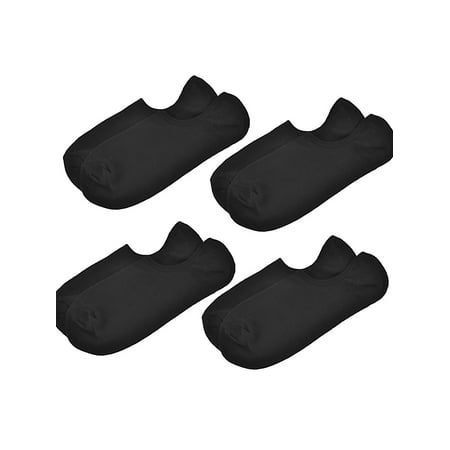 Mens Black Italian Four - 4 Pairs Black Pure Color No Show Sport Ankle Boat Socks for Men