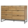 thumbnail image 4 of Yardi Yard 7 Double Drawer Dresser for Bedroom, Modern Accent Wide Chest with Black Knobs and Metal Legs Walnut, 4 of 10