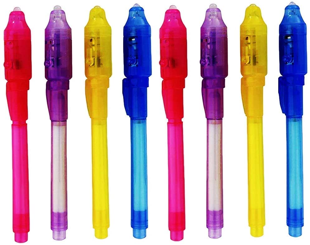 5/10 Pack Invisible Ink Pen with UV Black Light Secret Spy Pens