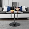 thumbnail image 4 of LinkRomat 31.5" Round Coffee Table,Kitchen Dining Table 2-4 People Modern Kitchen Table with MDF Top & Pedestal Base,Coffee Office Living Room Table,Black, 4 of 10