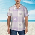 thumbnail image 5 of Uemuo Floral Purple Buffalo Plaid Printed Regular Fit Short Sleeve Casual Hawaiian Shirt for Men,Aloha shirt,Tropical shirt,Floral print shirt,Vacation Beach shirt-, 5 of 9